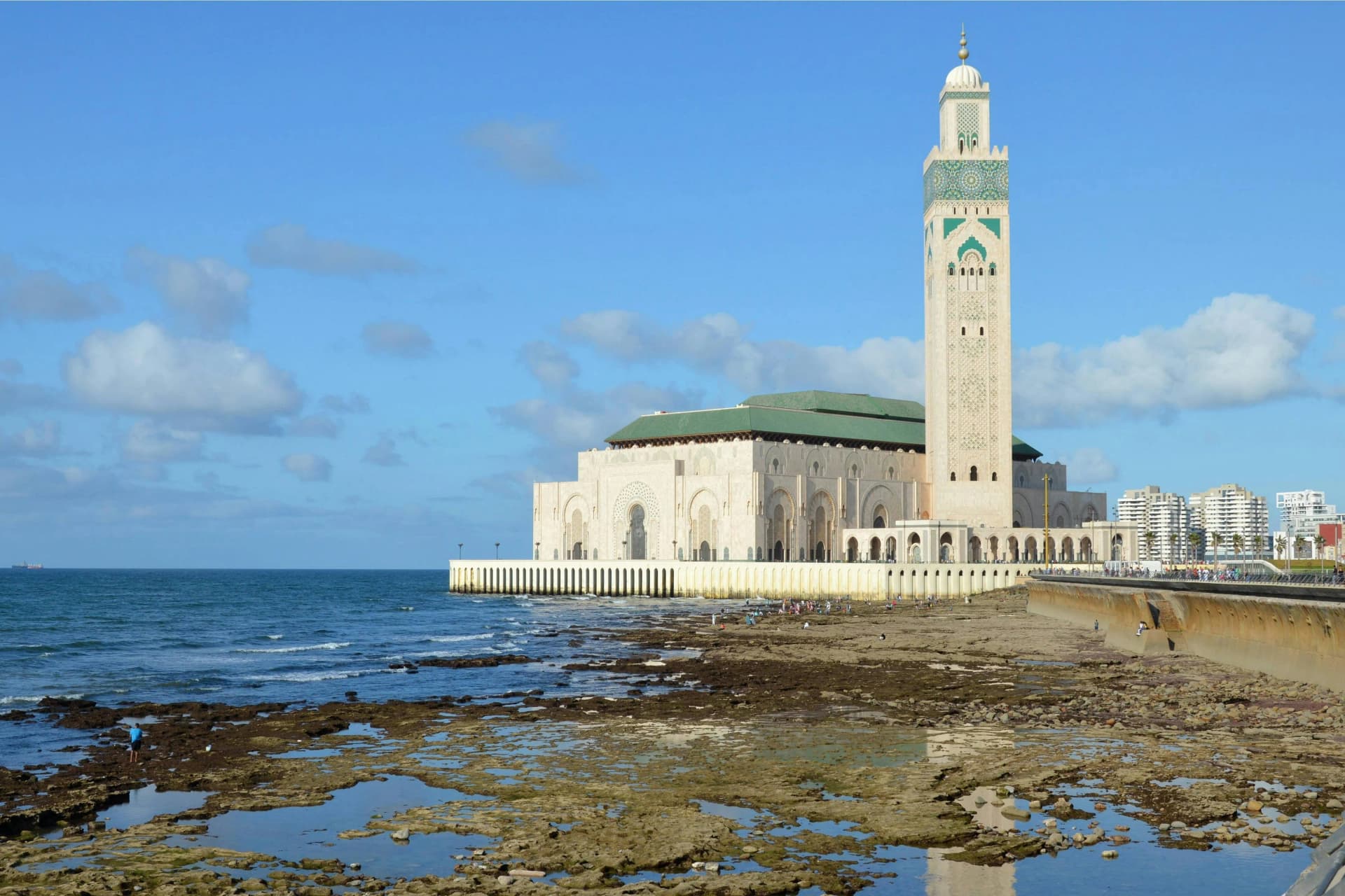 Casablanca modern cityscape with Hassan II Mosque