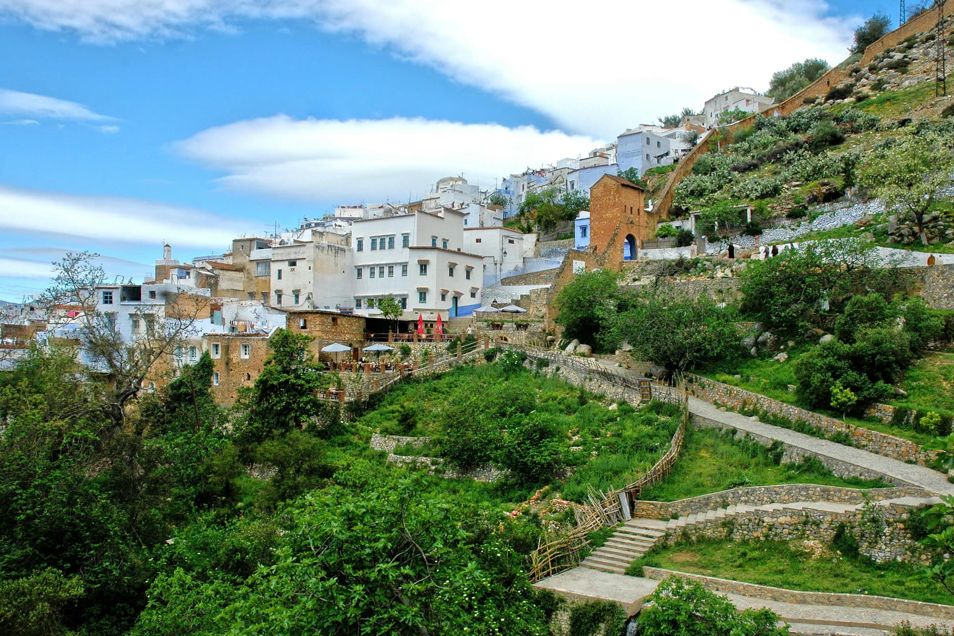 Chefchaouen blue city streets in the mountains